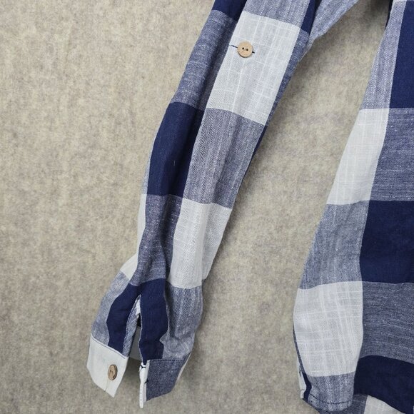 Blue & White Plaid Button-Up Shirt XL - Picture 6 of 8